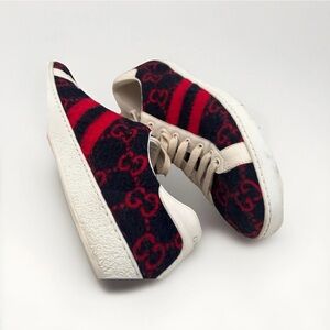 Gucci Ace Trainers Men’s Sneakers Monogram Velvet Blue Red UK 7 US 8 EUR 41